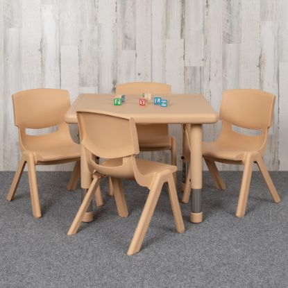 Picture of Flash Furniture 24ft" Square Plastic Height-Adjustable Activity Table With 4 Chairs, Natural