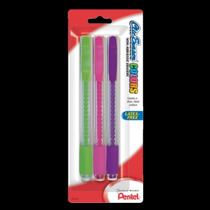 Picture of Pentel Clic Erasers, Assorted Colors, Pack Of 3