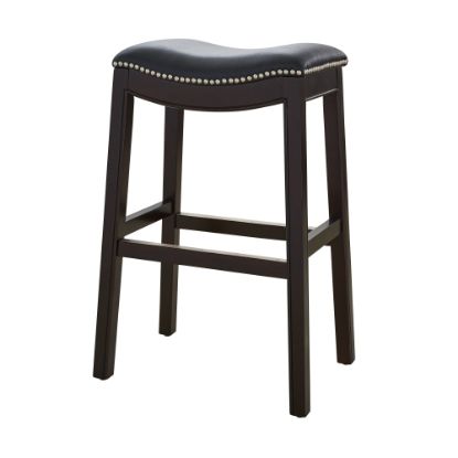 Picture of New Ridge Home Goods Julian Faux Leather Bar Stool, Black/Espresso