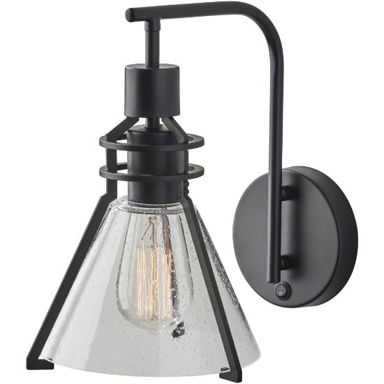 Picture of Adesso Beckett Wall Lamp, 11-1/2inH x 7-1/4inW, Clear Shade/Black Base