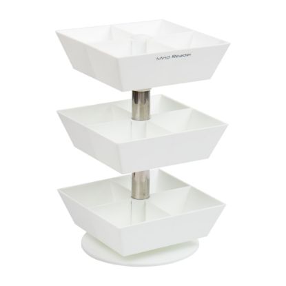 Picture of Mind Reader 3-Tier/12-Compartment Tea Carousel Countertop Organizer, 11-1/2inH x 6-3/4inW x 6-3/4inD, White