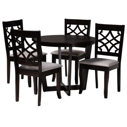 Picture of Baxton Studio Tricia Dining Set, 29-15/16inH x 35-7/16inW x 35-7/16inD, Gray/Dark Brown