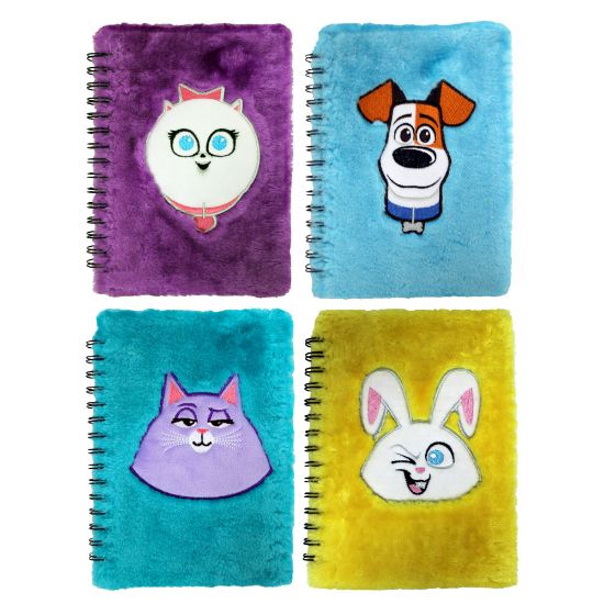 Picture of Inkology Secret Life Of Pets Plush Journals, 5-7/8in x 8-1/4in, Wide Ruled, 60 Sheets, Assorted Colors, Pack Of 8 Journals