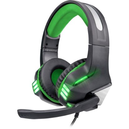 Picture of IQ Sound IQ-480G Gaming Headset - Stereo - Mini-phone (3.5mm) - Wired - 32 Ohm - 30 Hz - 16 kHz - Binaural - 6 ft Cable - Omni-directional, Condenser Microphone - Green