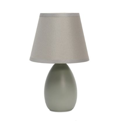 Picture of Simple Designs Mini Egg Oval Ceramic Table Lamp, 9-7/16inH, Gray Shade/Gray Base