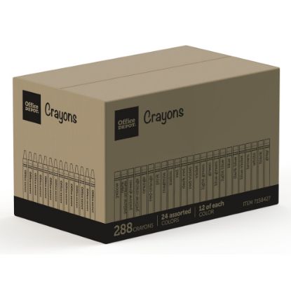 Picture of Office Depot Brand Crayons, Assorted Colors, 24 Crayons Per Pack, Box Of 12 Packs