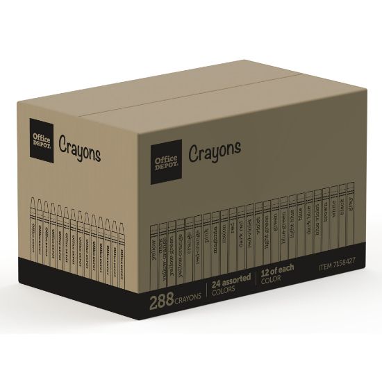 Picture of Office Depot Brand Crayons, Assorted Colors, 24 Crayons Per Pack, Box Of 12 Packs