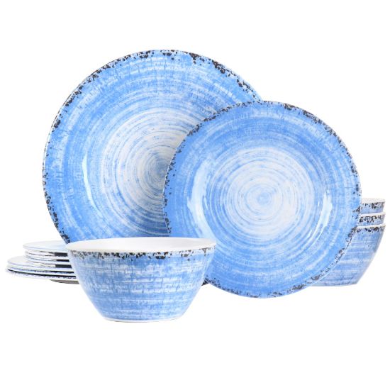 Picture of Elama Fran 12-Piece Melamine Dinnerware Set, Blue