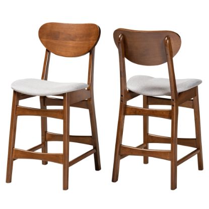 Picture of Baxton Studio Katya Counter Stools, Gray/Walnut, Set Of 2 Stools