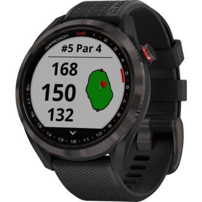 Picture of Garmin Approach S42 Smart Watch - Gyro Sensor, Accelerometer - Black Band - Metal, Glass Bezel, Lens - Silicone Band