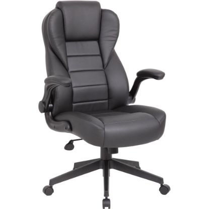 Picture of Boss Office Products Ergonomic LeatherPlus Bonded Leather High-Back Executive Chair, Black