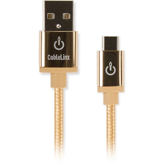 Picture of Limitless Innovations CableLinx Elite Micro to USB-A Charge And Sync Braided Cable For Smartphones, Tablets And More, Gold, MICU72-005-GC