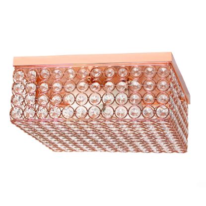 Picture of Elegant Designs Elipse Crystal 2-Light Square Flush Mount Ceiling Fixture, 12inW, Rose Gold