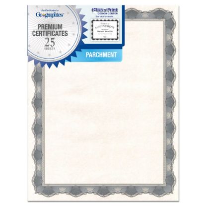 Picture of Geographics Parchment Certificates, 8 1/2in x 11in, Crown Silver, Pack Of 25