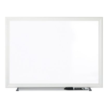 Picture of Office Depot Brand Non-Magnetic Melamine Dry-Erase Whiteboard With Marker, 24in x 36in, Aluminum Frame With Silver Finish