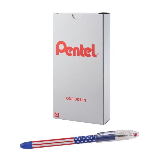 Picture of Pentel R.S.V.P. Stars/Stripes Edition Ballpoint Pen - 0.7 mm Pen Point Size - Refillable - Black - 1 Dozen