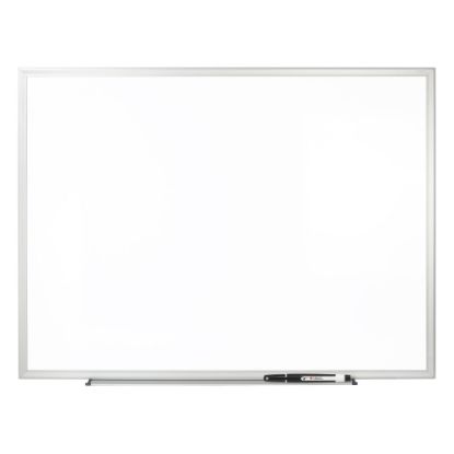 Picture of Office Depot Brand Non-Magnetic Melamine Dry-Erase Whiteboard With Marker, 48in x 72in, Aluminum Frame With Silver Finish