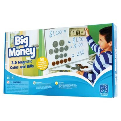 Picture of Educational Insights Big Money Magnetic Coins And Bills, 16inH x 9inW x 2 1/2inD, Kindergarten - Grade 5, Pack Of 50