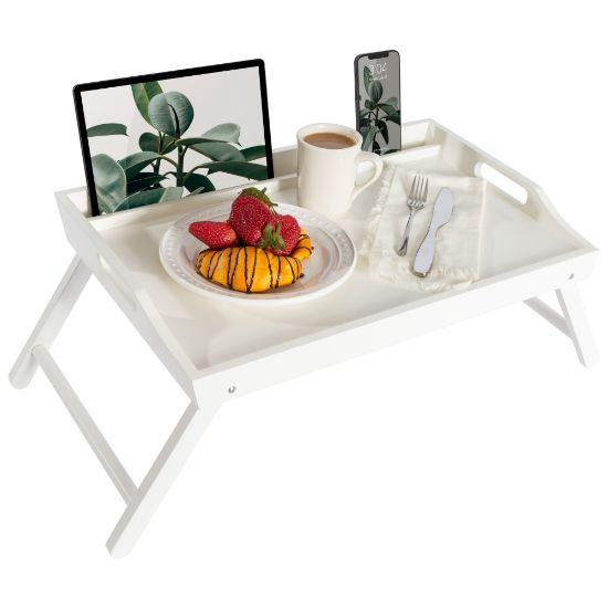 Picture of Rossie Home Media Bed Tray, 13.9inH x 21.8inW x 2.6inD, Soft White