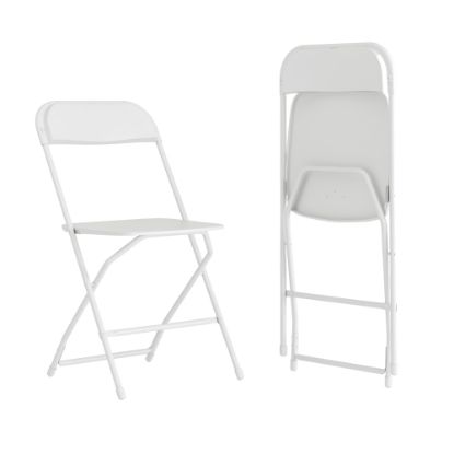 Picture of Flash Furniture Hercules Plastic Folding Chairs With 650-lb Capacity, White, Set Of 2 Chairs