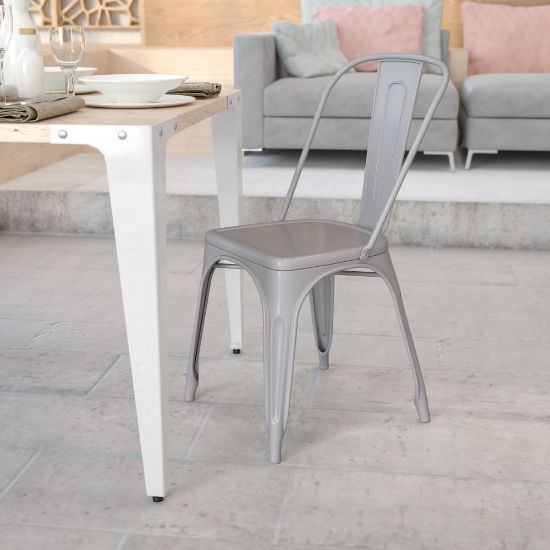 Picture of Flash Furniture Commercial Stackable Chair, Silver