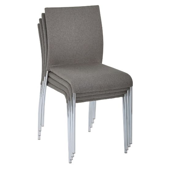 Picture of Ave Six Conway Fabric Seat, Fabric Back Stacking Chair, 17 1/2in Seat Width, Smoke Seat/Silver Frame, Quantity: 1