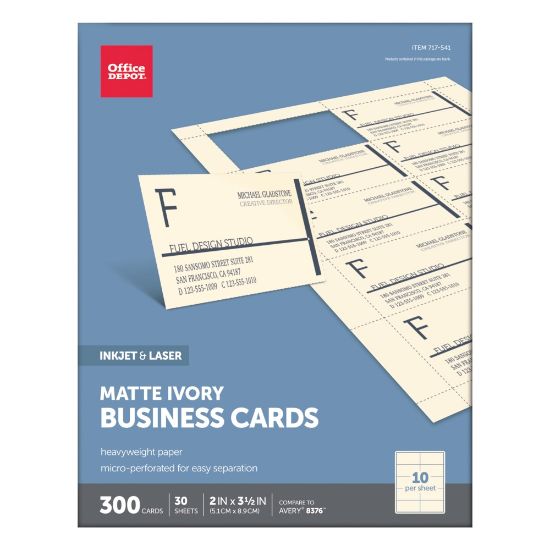 Picture of Office Depot Brand Matte Business Cards, 2in x 3 1/2in, Ivory, Pack Of 300