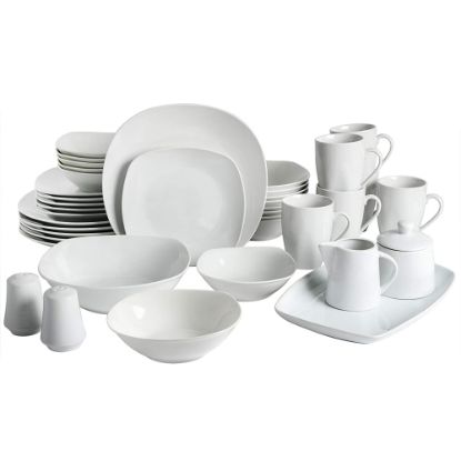 Picture of Gibson Home Classic Pearl 39-Piece Fine Ceramic Square Dinnerware Set, White