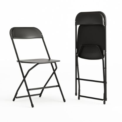 Picture of Flash Furniture Hercules Plastic Folding Chairs With 650-lb Capacity, Black, Set Of 2 Chairs