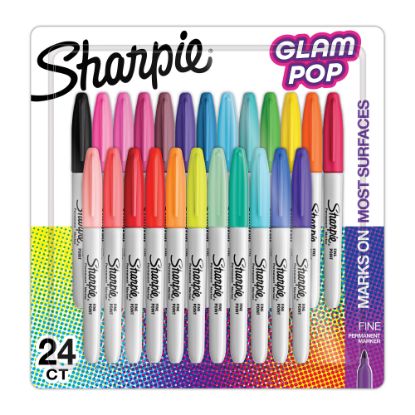 Picture of Sharpie Glam Pop Permanent Markers, Fine Point, Assorted, Pack Of 24 Markers