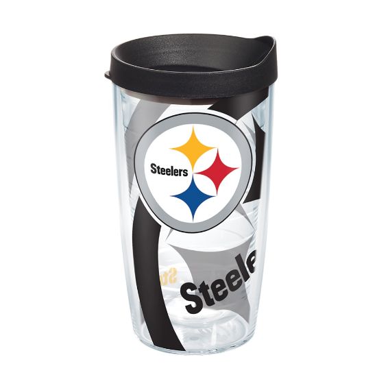 Picture of Tervis NFL Tumbler With Lid, 16 Oz, Pittsburgh Steelers, Clear