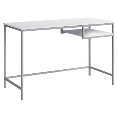 Picture of Monarch Specialties 48inW Computer Desk With Hanging Shelf, White/Silver