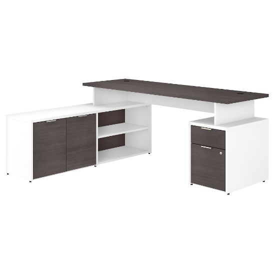 Picture of Bush Business Furniture 72inW Jamestown L-Shaped Corner Desk With Drawers, Storm Gray/White, Standard Delivery