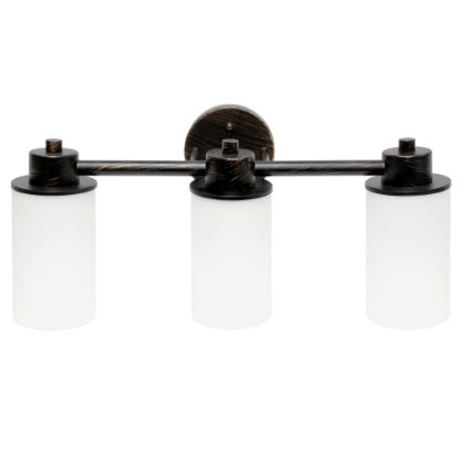 Picture of Lalia Home Essentix 3-Light Wall Mounted Vanity Light Fixture, 6-1/2inW, Opaque White/Oil Rubbed Bronze