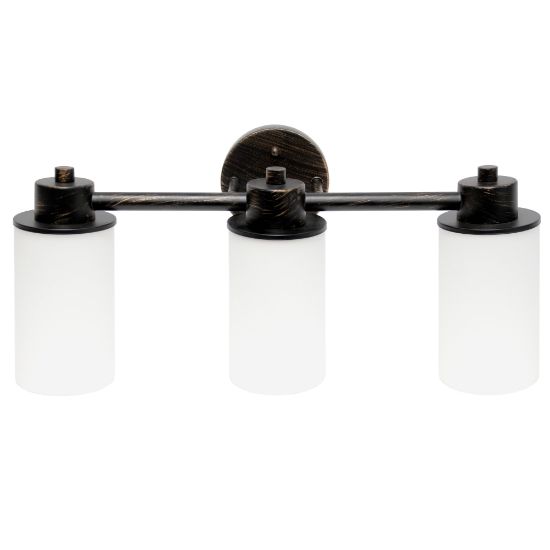 Picture of Lalia Home Essentix 3-Light Wall Mounted Vanity Light Fixture, 6-1/2inW, Opaque White/Oil Rubbed Bronze