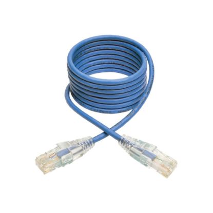 Picture of Tripp Lite Cat6 UTP Patch Cable (RJ45) - M/M, Gigabit, Snagless, Molded, Slim, Blue, 7 ft. - 7 ft Category 6 Network Cable for Network Device, Printer, Photocopier, Router, Server, Computer, Modem, Switch, Workstation - 28 AWG - Blue