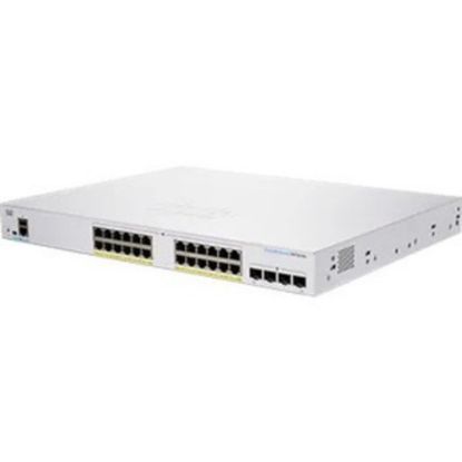 Picture of Cisco 350 CBS350-24FP-4G Ethernet Switch - 28 Ports - Manageable - 2 Layer Supported - Modular - 4 SFP Slots - 46.35 W Power Consumption - 370 W PoE Budget - Optical Fiber, Twisted Pair - PoE Ports - Rack-mountable - Lifetime Limited Warranty