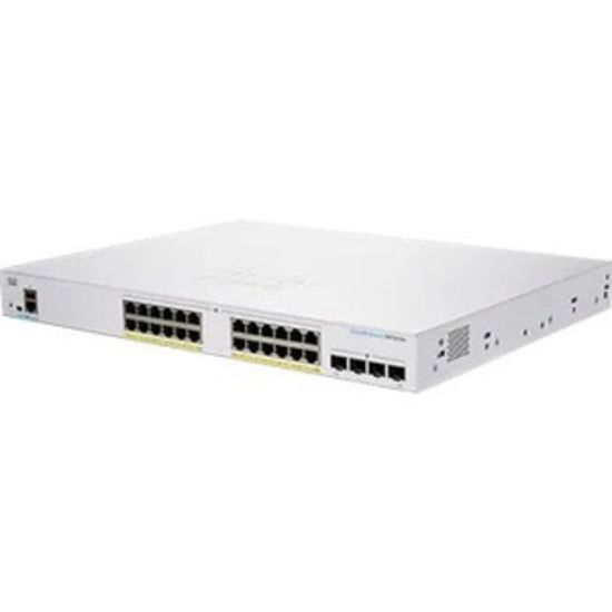 Picture of Cisco 350 CBS350-24FP-4G Ethernet Switch - 28 Ports - Manageable - 2 Layer Supported - Modular - 4 SFP Slots - 46.35 W Power Consumption - 370 W PoE Budget - Optical Fiber, Twisted Pair - PoE Ports - Rack-mountable - Lifetime Limited Warranty