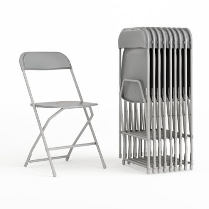 Picture of Flash Furniture HERCULES Series Premium Plastic Folding Chairs, Gray, Set Of 10 Chairs