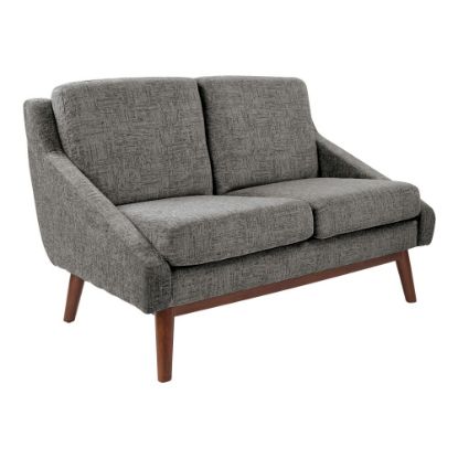 Picture of Office Star Davenport Mid-Century Loveseat, Charcoal/Coffee