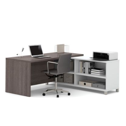 Picture of Bestar Pro-Linea 72inW L-Shaped Corner Desk, Bark Gray/White