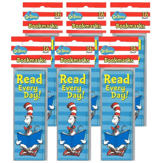 Picture of Eureka School Read Every Day Bookmarks, 6in x 2in, Cat in the Hat, 36 Bookmarks Per Pack, Set Of 6 Packs