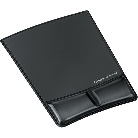 Picture of Fellowes Mouse Pad / Wrist Support with Microban Protection - 0.9in x 8.3in x 9.9in Dimension - Black - Gel Cushion, Polyurethane Cover