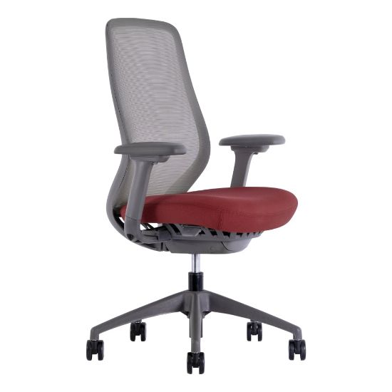 Picture of WorkPro 6000 Series Multifunction Ergonomic Mesh/Fabric High-Back Executive Chair, Gray Frame/Red Seat, BIFMA Compliant