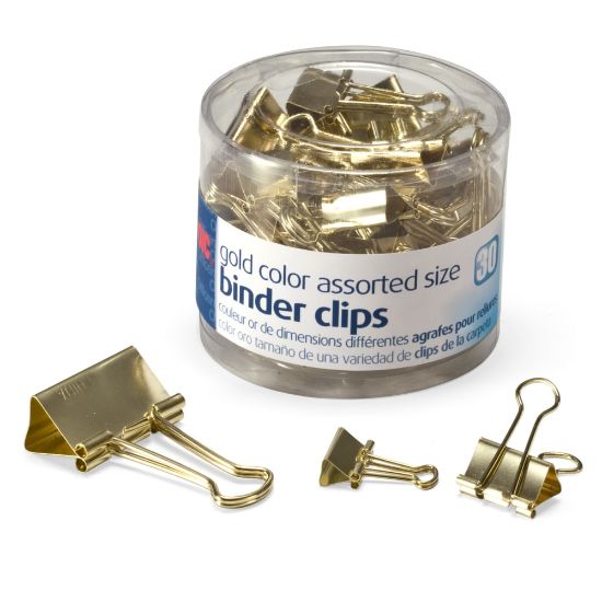 Picture of OIC Assorted Binder Clips, Assorted Sizes, Gold, Pack Of 30