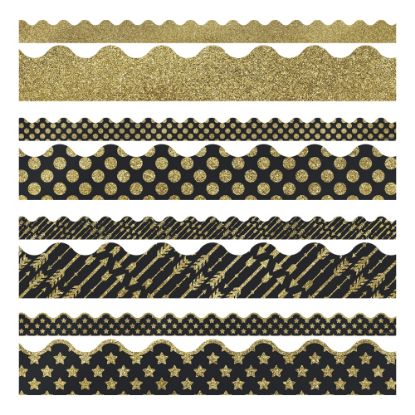 Picture of Carson-Dellosa Sparkle And Shine Scalloped Border Set, 36in x 3in, Gold, Pack Of 52 Strips