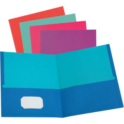 Picture of Oxford Letter Recycled Pocket Folder - 8 1/2in x 11in - 100 Sheet Capacity - 2 Pocket(s) - Assorted - 10% Recycled - 50 / Box