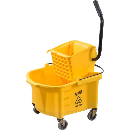 Picture of Genuine Joe Splash Guard 26-Quart Mop Bucket/Wringer Combination, Yellow/Black