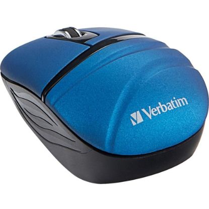 Picture of Verbatim Wireless Mini Travel Mouse, Commuter Series - Blue - Optical - Wireless - Radio Frequency - 2.40 GHz - Blue - 1000 dpi - 3 Button(s)