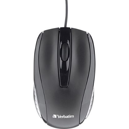 Picture of Verbatim Corded Optical Mouse - Black - Optical - Cable - Black - Scroll Wheel